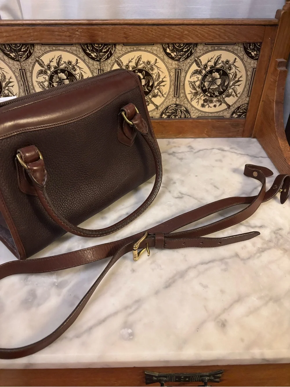 Vintage Dooney and Bourke Brown Leather Satchel Handbag